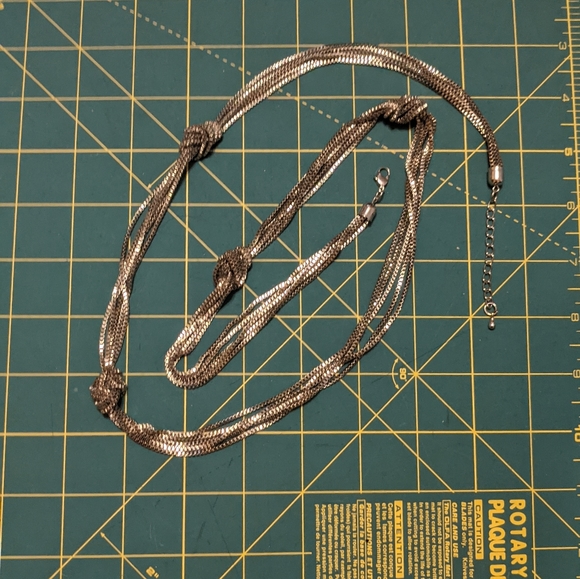 Long knotted chains necklace - silver tone box chain - Picture 9 of 16